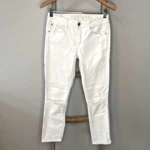 AEO White Stretch Boy Crop Jeans